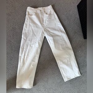 MOTHER Cream Ankle Jeans